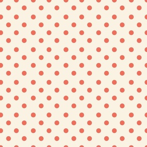 Classic Polka dots in coral and beige blender co-ordinate for bedding, quilting, kids coastal chic