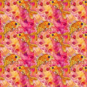 Vibrant Abstract Pisces Fish Pattern with Fruity Elements
