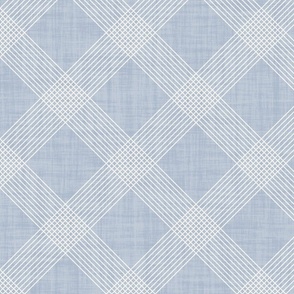 L_Diagonal Lines Grid In Modern Geometric Style With Subtle Linen Texture Cream White On Light Blue