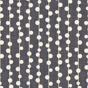 L_Modern Geometric Vertical Lines With Dots Ivory White On Charcoal Gray With Subtle Linen Texture
