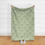 Lobster damask in olive green - medium scale