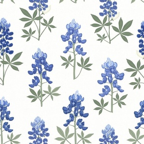 Bluebonnets with Linen texture in periwinkle blues