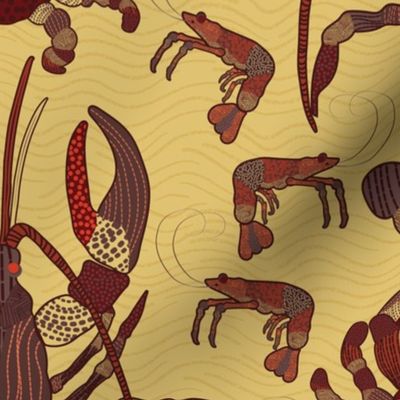 Crustacean Waves-Tribal Marks-Banana Creme-Vintage Cuban Palette