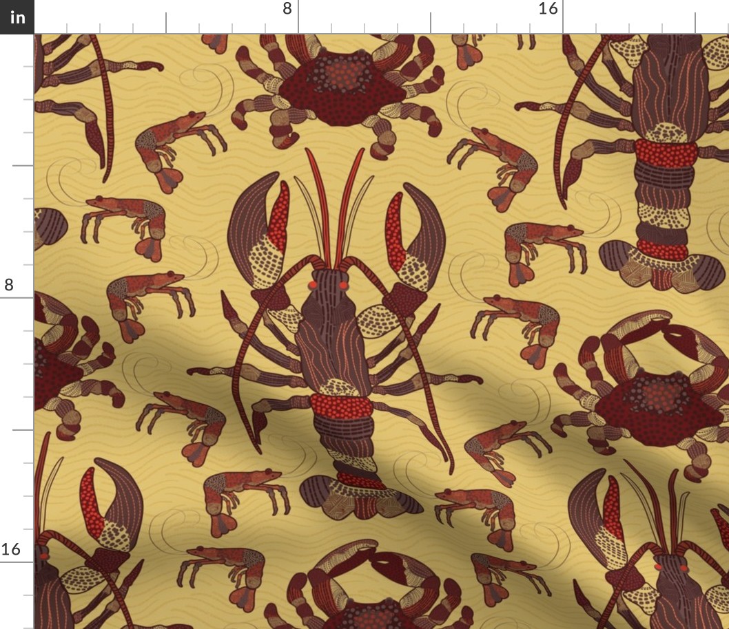 Crustacean Waves-Tribal Marks-Banana Creme-Vintage Cuban Palette