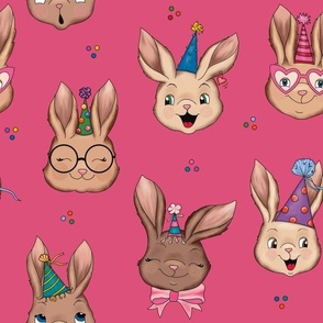 Party Bunnies on Bunny Pink