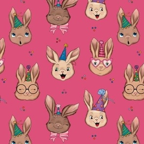 Party Bunnies on Bunny Pink medium