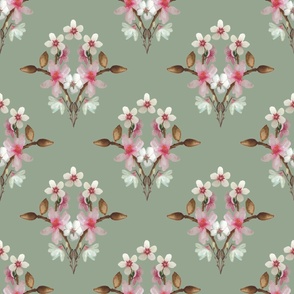 Almond Blossom Fan-Muted Teal