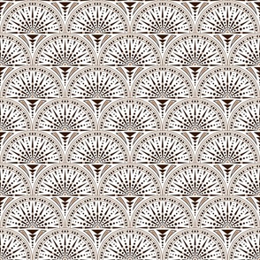 Vintage Glamour Art Deco - Arches with triangles and circles - Brown on White BG