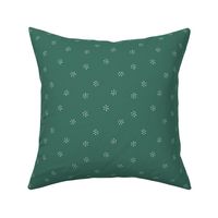 Minimal Floral pattern with small flowers in dark green & white