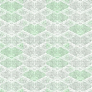 Grey, white, mint textured geometric diamond pattern.