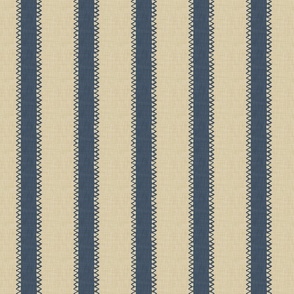 Nantucket Stripe - Navy 0n Tan - Linen Texture Effect