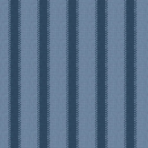 Nantucket Stripe - Navy on Blue - Linen Texture Effect