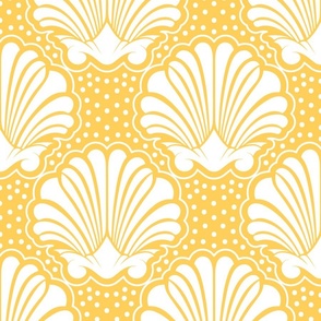 Yellow Scallop Shells And Dotted Pearls, Jumbo