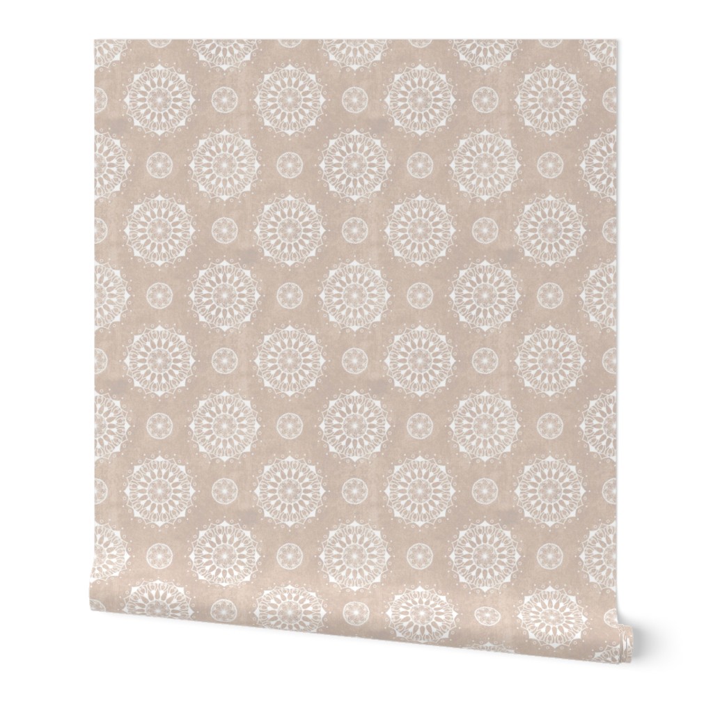 boho mandalas peaceful healing calming small white light brown grey taupe