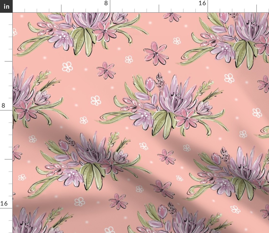 Floral Lavender Pink Lily Greenery 