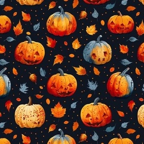 Halloween Pumpkins and Fall Leaves Design for Kids Projects