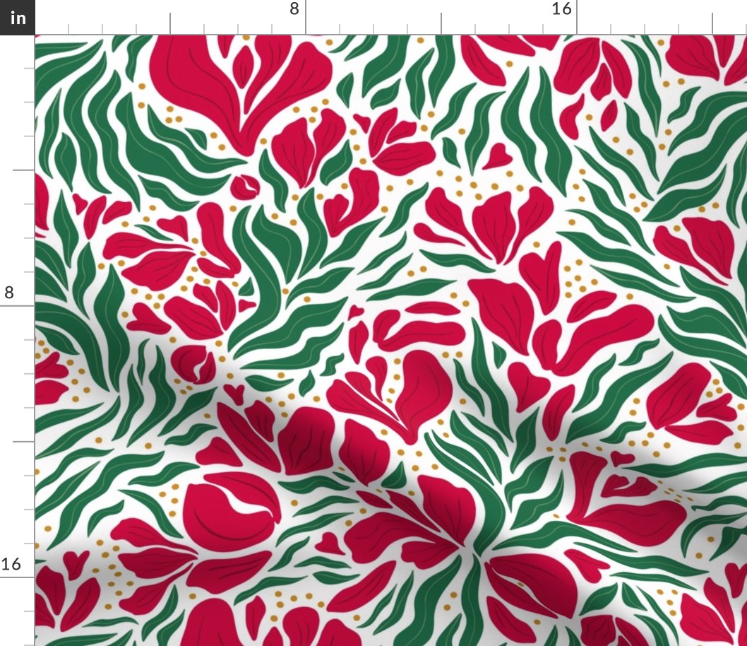 untamed garden - holiday red and white - medium