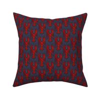 Watercolor Lobster ruby red on dark navy blue background Crustacean core | small