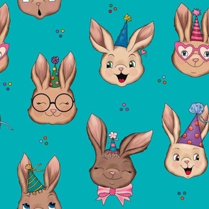 Party Bunnies on turquoise