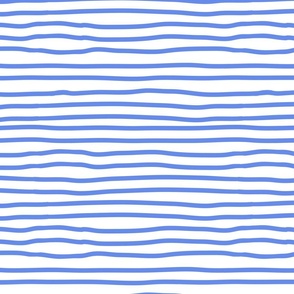 Uneven Pin Stripes Blue White Horizontal Smaller Scale