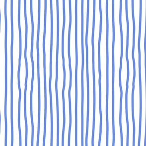 Uneven Pin Stripes Blue White Vertical Smaller Scale