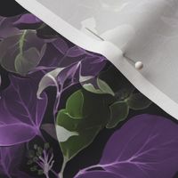 Garland Trellis Flowers and Leaves Spray Bouquet, Deep Purple Sage Green, Medium Scale