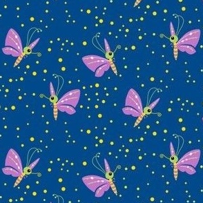 Lilac butterflies on blue - small scale