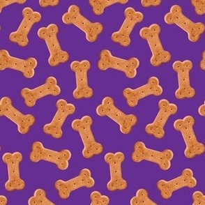 Dog Treat Pattern Cute Dog Bone Dark Purple, Dog Bone Fabric, Cute Dog Bandana Fabric