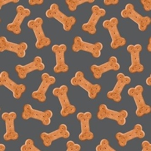 Dog Treat Pattern Cute Dog Bone Dark Grey Gray, Dog Bone Fabric, Cute Dog Bandana Fabric