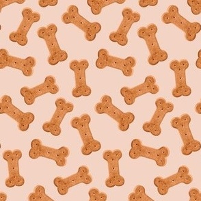 Dog Treat Pattern Cute Dog Peach, Dog Bone Fabric, Cute Dog Bandana Fabric