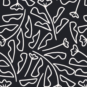 [LARGE] Modern Floral Lines - Black & White