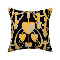 Glamorous Yellow Heart Chandeliers Black Background