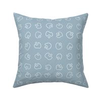 Apple Flower Stripe Larger Motif Country Blue