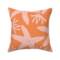 Starfish Seascape Decorated Seafloor Orange/ Light Pink M