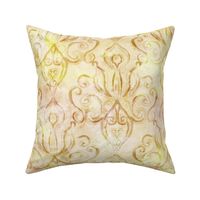 Aged Vintage damask yellow