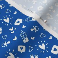 baby nursery doodles - white on blue