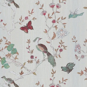 Chinoiserie Birds and Butterflies Silver