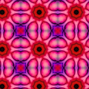 Purple, Coral Pink, and Red Geometric Print