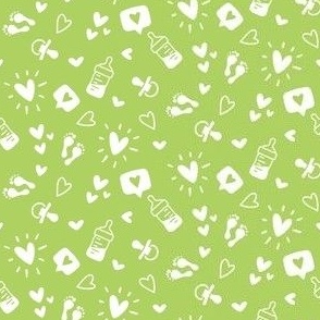 baby nursery doodles - white on green