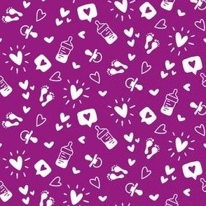 baby nursery doodles - white on purple