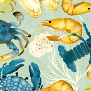 Crustaceans - yellow and blue (large)