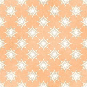boho suns radiant rays 2 two inch white hand drawn textural crayon on light yellow orange pastel peach for bold print or wallpaper