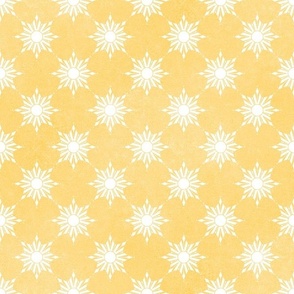 boho suns radiant rays 2 two inch white hand drawn textural crayon on light sunshine yellow pastel gold for bold print or wallpaper