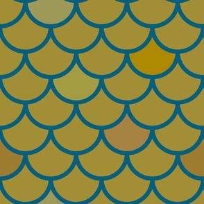 Mermaid Skin Look / Inverted Scallop in yellows and blue ( large scale )