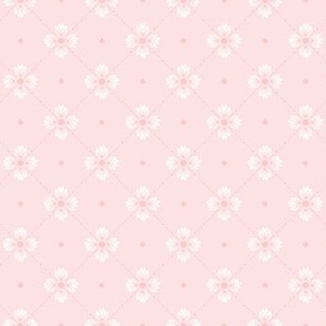Simone: Pastel Pink Tiled Floral, Small Scale Diagonal Millennial Pink Botanical