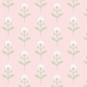 Naomi Floral: Pastel Pink Small Floral, Small Scale Millennial Pink Botanical