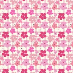 Gingham and Flowers Lt Pink Wider XX SMALL