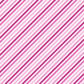 Tiny Diagonal  Pink Ombre Stripes on White 