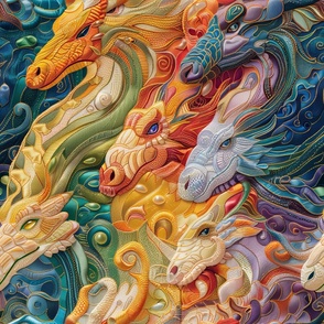 Colorful Rainbow Dragons