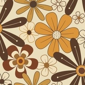 Groovy Retro Floral- Brown
